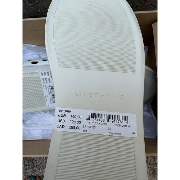 Liebeskind Sneakers Womens Size 9 Leather White Black Holes Lace Up Quiet Luxury - Picture 9 of 15